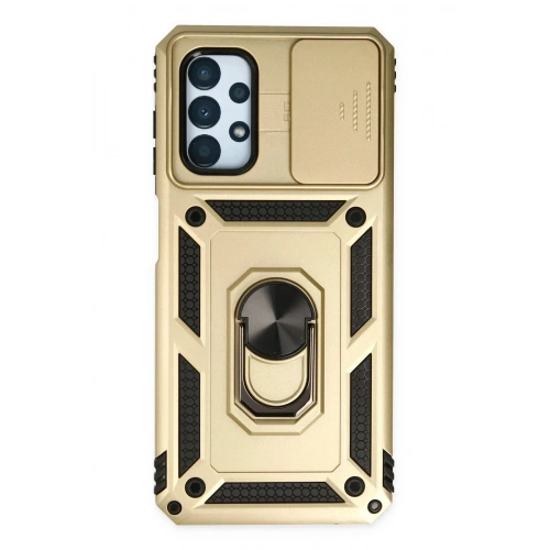 Mey İthalat®  Samsung Galaxy A33 5G Kılıf Pars Lens Yüzüklü Silikon - Gold