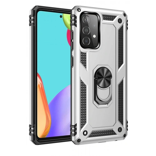 Mey İthalat®  Samsung Galaxy A33 5G Kılıf Sofya Yüzüklü Silikon Kapak - Gümüş