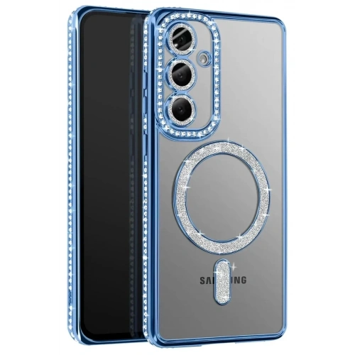 Mey İthalat®  Samsung Galaxy A37 5G Joke Simli Magneticsafe Kılıf - Mavi