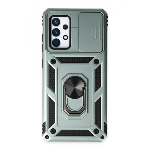 Mey İthalat®  Samsung Galaxy A52 Kılıf Pars Lens Yüzüklü Silikon - Yeşil