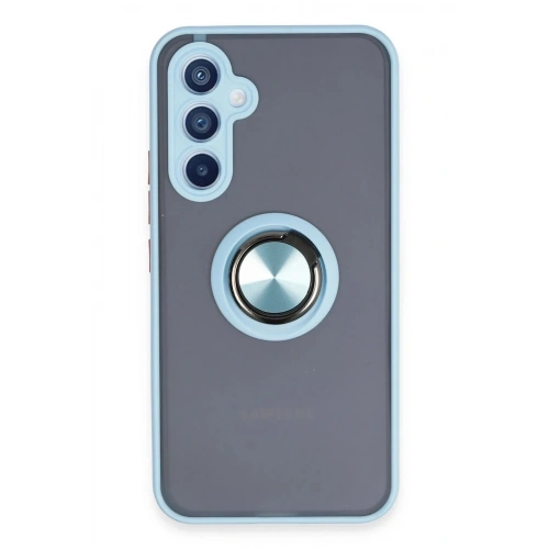 Mey İthalat®  Samsung Galaxy A54 5G Kılıf Montreal Yüzüklü Silikon Kapak - Buz Mavi