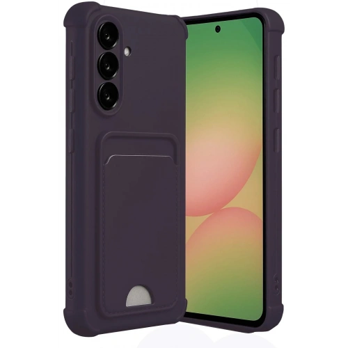 Mey İthalat®  Samsung Galaxy A55 5G Kılıf Kelvin Kartvizitli Silikon - Derin Mor