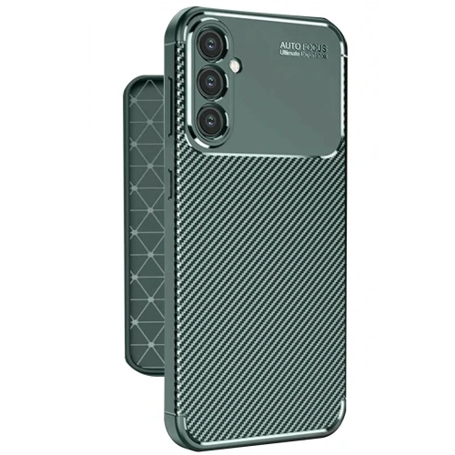 Mey İthalat®  Samsung Galaxy A56 Kılıf Auto Focus Karbon Kapak - Koyu Yeşil