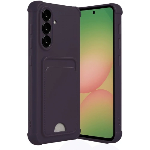 Mey İthalat®  Samsung Galaxy A56 Kılıf Kelvin Kartvizitli Silikon - Derin Mor