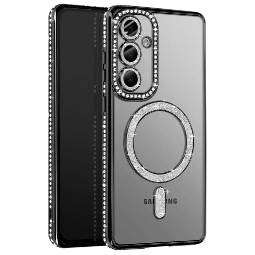 Mey İthalat®  Samsung Galaxy A57 5G Joke Simli Magneticsafe Kılıf - Siyah