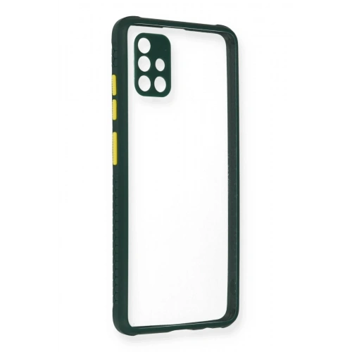 Mey İthalat®  Samsung Galaxy A71 Kılıf Miami Şeffaf Silikon - Koyu Yeşil