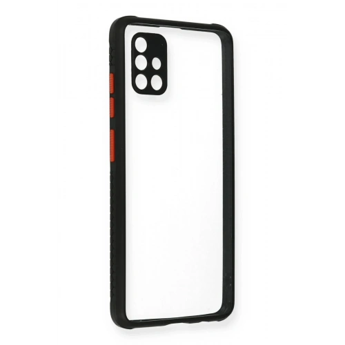 Mey İthalat®  Samsung Galaxy A71 Kılıf Miami Şeffaf Silikon - Siyah