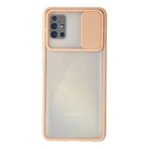 Mey İthalat®  Samsung Galaxy A71 Kılıf Palm Buzlu Kamera Sürgülü Silikon - Pembe