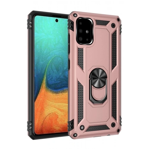 Mey İthalat®  Samsung Galaxy A71 Kılıf Sofya Yüzüklü Silikon Kapak - Rose