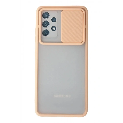 Mey İthalat®  Samsung Galaxy A72 Kılıf Palm Buzlu Kamera Sürgülü Silikon - Pembe