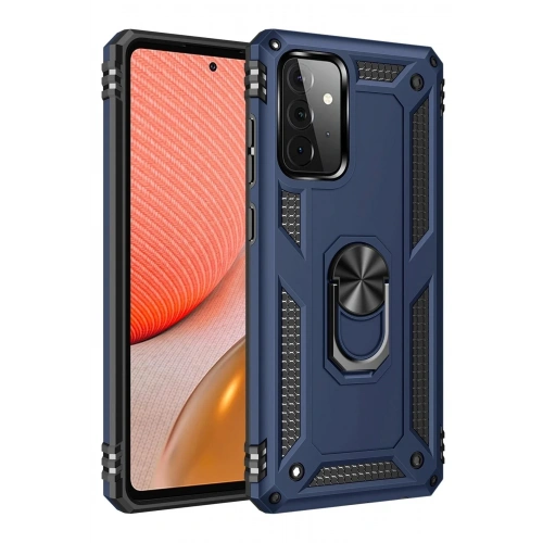 Mey İthalat®  Samsung Galaxy A72 Kılıf Sofya Yüzüklü Silikon Kapak - Lacivert