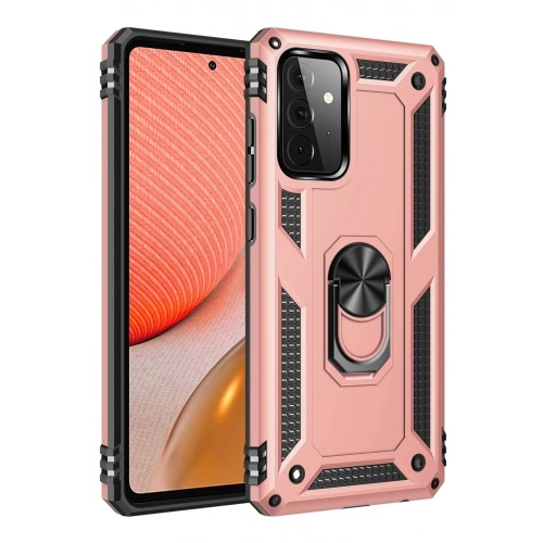 Mey İthalat®  Samsung Galaxy A72 Kılıf Sofya Yüzüklü Silikon Kapak - Rose