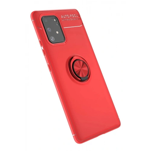 Mey İthalat®  Samsung Galaxy A91 / S10 Lite Kılıf Range Yüzüklü Silikon - Kırmızı