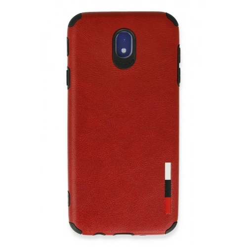 Mey İthalat®  Samsung Galaxy J7 Pro / J730 Kılıf Loop Deri Silikon - Kırmızı