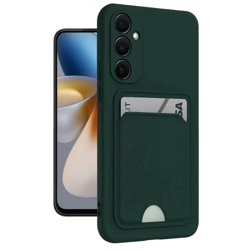Mey İthalat®  Samsung Galaxy M15 Kelvin Kartvizitli Silikon - Koyu Yeşil