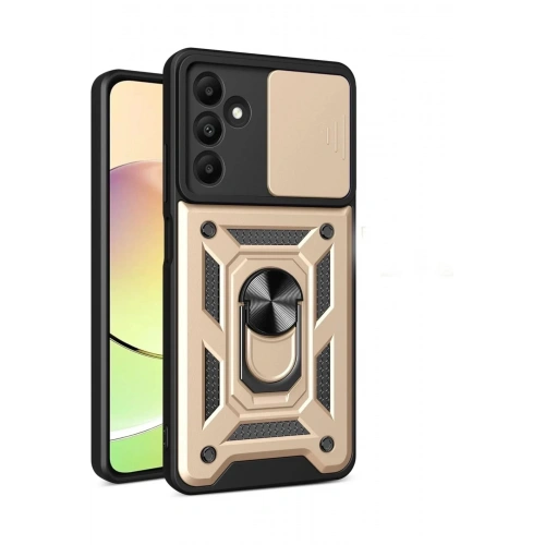 Mey İthalat®  Samsung Galaxy M15 Kılıf Pars Lens Yüzüklü Silikon - Gold