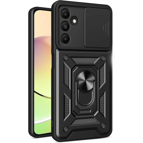 Mey İthalat®  Samsung Galaxy M15 Kılıf Pars Lens Yüzüklü Silikon - Siyah