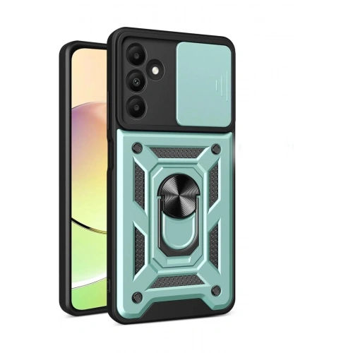 Mey İthalat®  Samsung Galaxy M15 Kılıf Pars Lens Yüzüklü Silikon - Yeşil