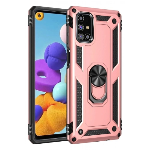 Mey İthalat®  Samsung Galaxy M31S Kılıf Sofya Yüzüklü Silikon Kapak - Rose