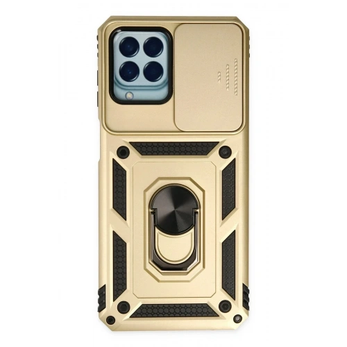 Mey İthalat®  Samsung Galaxy M33 Kılıf Pars Lens Yüzüklü Silikon - Gold