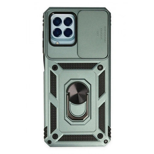 Mey İthalat®  Samsung Galaxy M33 Kılıf Pars Lens Yüzüklü Silikon - Yeşil