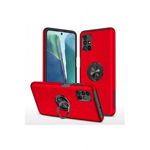 Mey İthalat®  Samsung Galaxy M51 Kılıf Elit Yüzüklü Kapak - Kırmızı