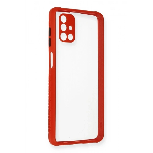 Mey İthalat®  Samsung Galaxy M51 Kılıf Miami Şeffaf Silikon - Kırmızı