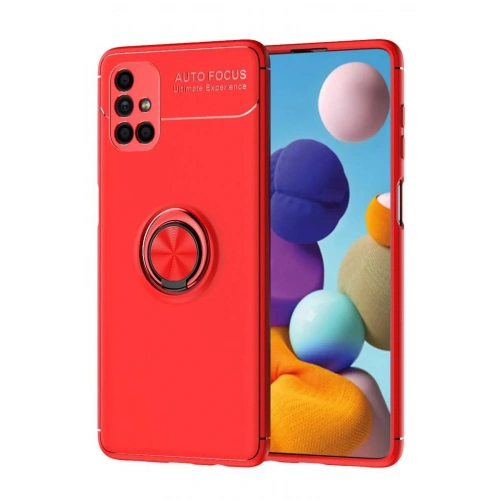 Mey İthalat®  Samsung Galaxy M51 Kılıf Range Yüzüklü Silikon - Kırmızı