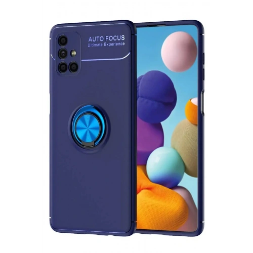 Mey İthalat®  Samsung Galaxy M51 Kılıf Range Yüzüklü Silikon - Mavi