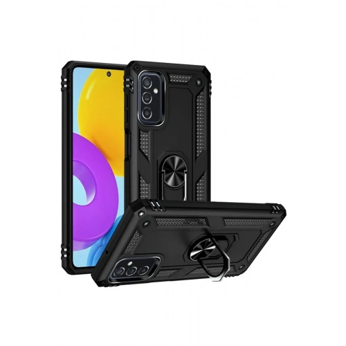 Mey İthalat®  Samsung Galaxy M52 5G Kılıf Sofya Yüzüklü Silikon Kapak - Siyah