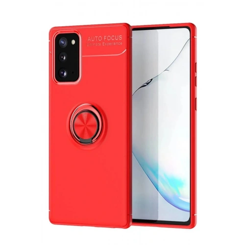 Mey İthalat®  Samsung Galaxy Note 20 Kılıf Range Yüzüklü Silikon - Kırmızı