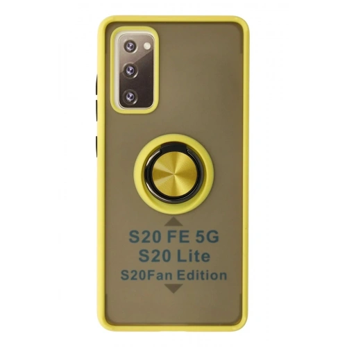 Mey İthalat®  Samsung Galaxy S20 FE Kılıf Montreal Yüzüklü Silikon Kapak - Sarı