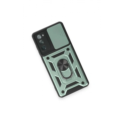 Mey İthalat®  Samsung Galaxy S20 FE Kılıf Pars Lens Yüzüklü Silikon - Yeşil