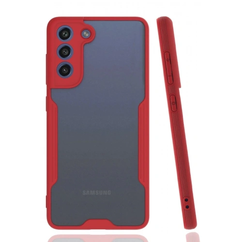Mey İthalat®  Samsung Galaxy S21 FE Kılıf Platin Silikon - Kırmızı