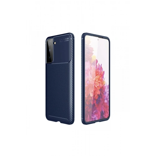 Mey İthalat®  Samsung Galaxy S21 Plus Kılıf Auto Focus Karbon Kapak - Lacivert