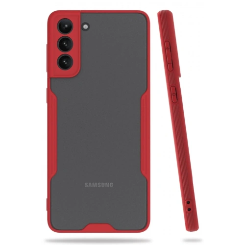 Mey İthalat®  Samsung Galaxy S21 Plus Kılıf Platin Silikon - Kırmızı