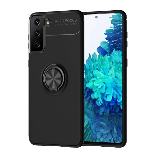 Mey İthalat®  Samsung Galaxy S21 Plus Kılıf Range Yüzüklü Silikon - Siyah