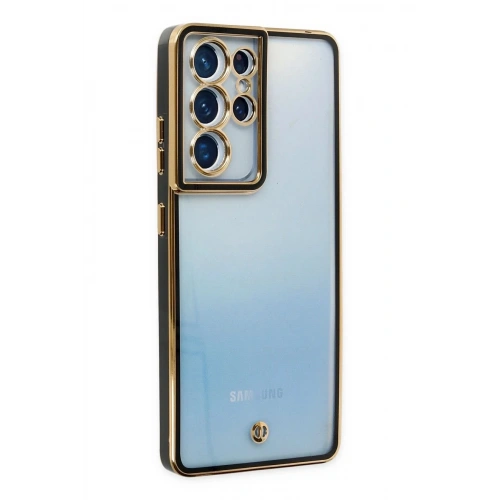 Mey İthalat®  Samsung Galaxy S21 Ultra Kılıf Liva Lens Silikon - Siyah