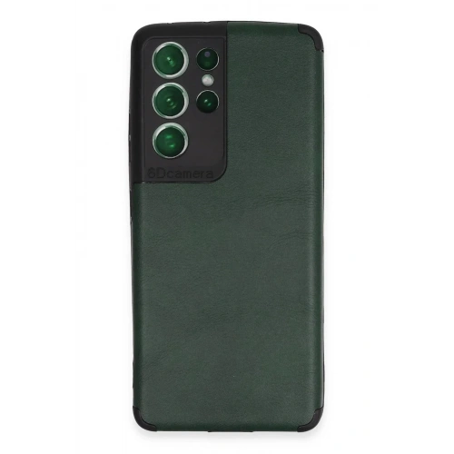 Mey İthalat®  Samsung Galaxy S21 Ultra Kılıf Loop Deri Silikon - Yeşil