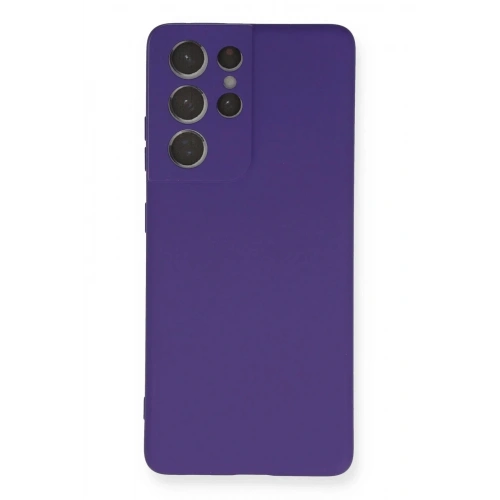 Mey İthalat®  Samsung Galaxy S21 Ultra Kılıf Nano içi Kadife Silikon - Mor