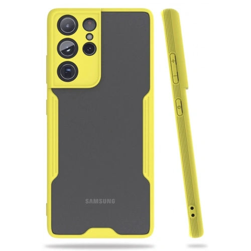 Mey İthalat®  Samsung Galaxy S21 Ultra Kılıf Platin Silikon - Sarı