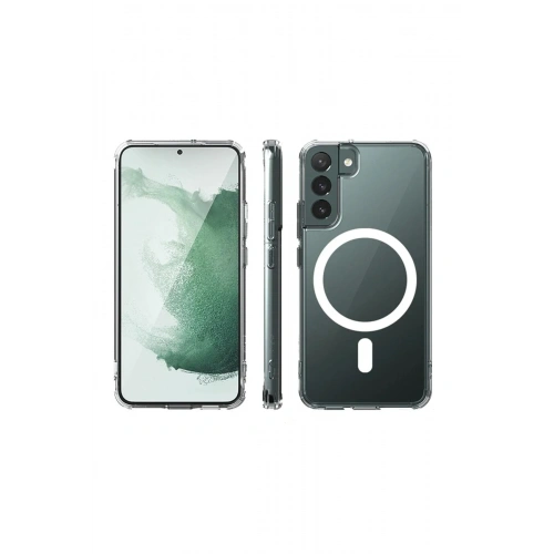 Mey İthalat®  Samsung Galaxy S22 Plus Kılıf Magneticsafe Şeffaf Silikon - Şeffaf