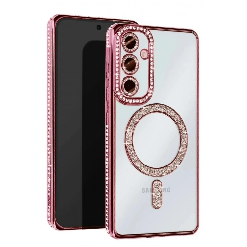Mey İthalat®  Samsung Galaxy S23 FE Joke Simli Magneticsafe Kılıf - Pembe