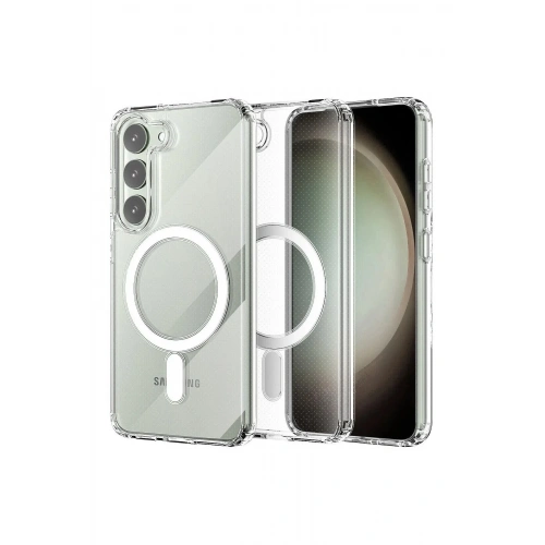 Mey İthalat®  Samsung Galaxy S23 Kılıf Magneticsafe Şeffaf Silikon - Şeffaf