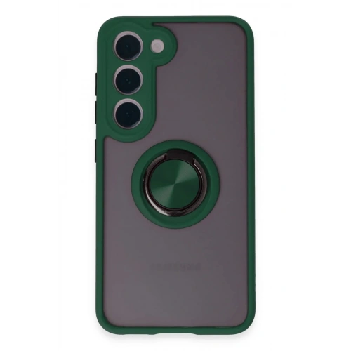 Mey İthalat®  Samsung Galaxy S23 Kılıf Montreal Yüzüklü Silikon Kapak - Yeşil