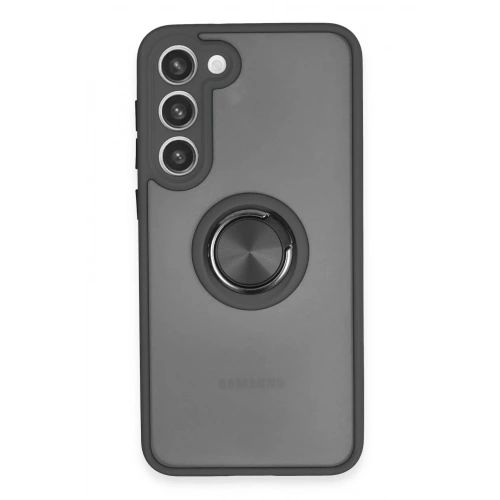 Mey İthalat®  Samsung Galaxy S23 Plus Kılıf Montreal Yüzüklü Silikon Kapak - Siyah