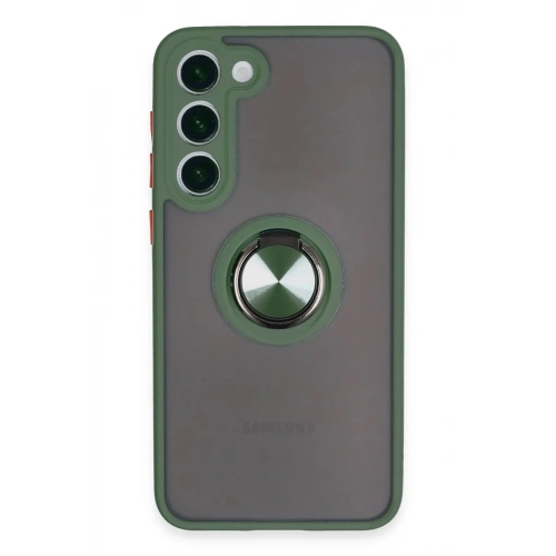 Mey İthalat®  Samsung Galaxy S23 Plus Kılıf Montreal Yüzüklü Silikon Kapak - Yeşil