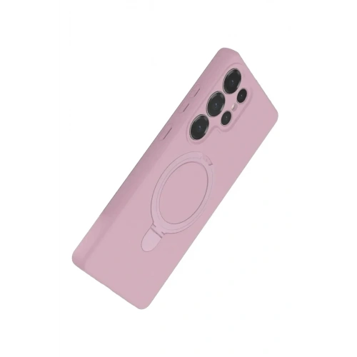 Mey İthalat®  Samsung Galaxy S23 Ultra Regal Magsafe Standlı Kapak - Açık Pembe