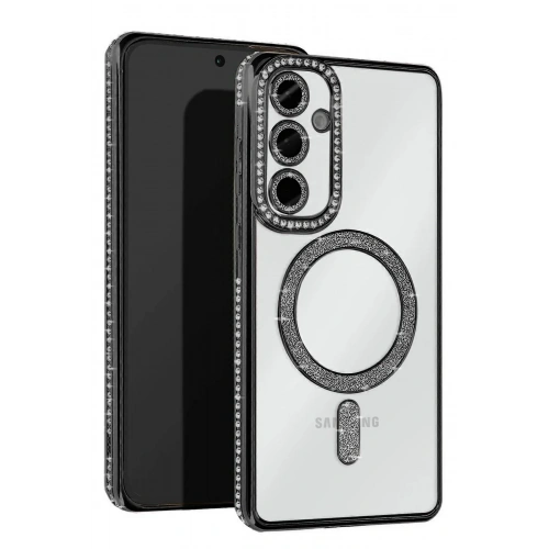 Mey İthalat®  Samsung Galaxy S24 FE Joke Simli Magneticsafe Kılıf - Siyah