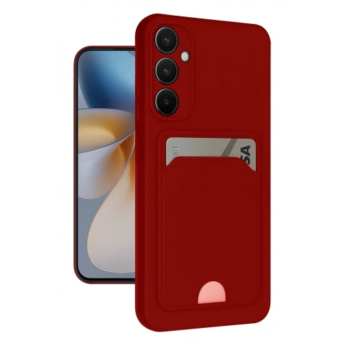 Mey İthalat®  Samsung Galaxy S24 FE Kılıf Kelvin Kartvizitli Silikon - Kırmızı